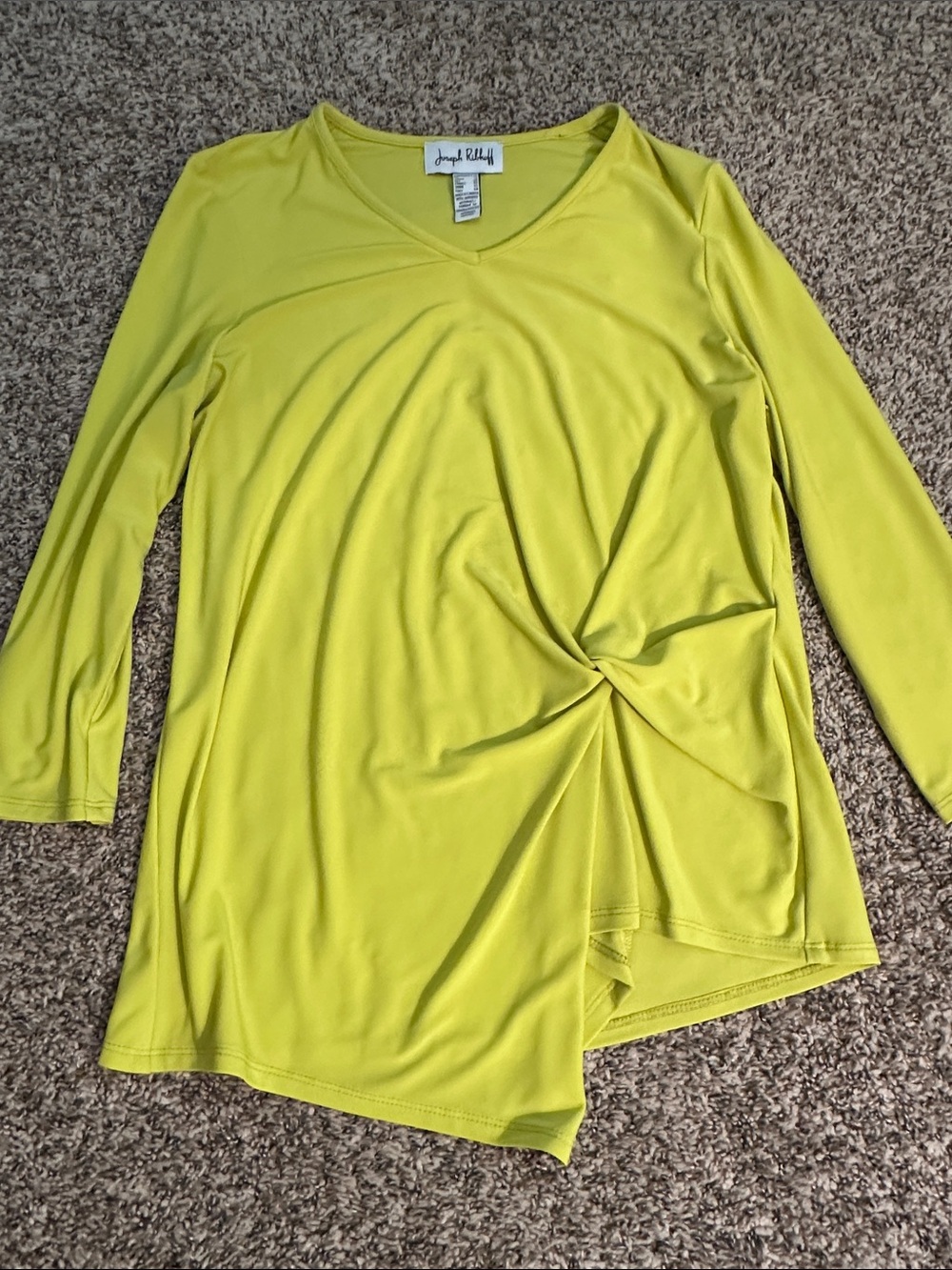 Joseph Ribkoff Lime Twist-Front V-Neck Top